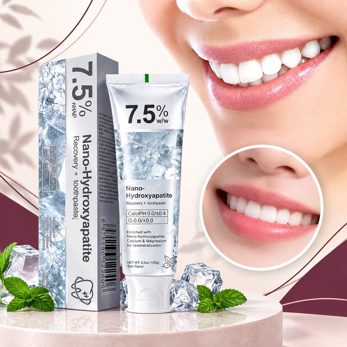 7.5% Nano Hydroxyapatite Toothpaste – Fluoride-Free Whitening & Sensitive Teeth Care