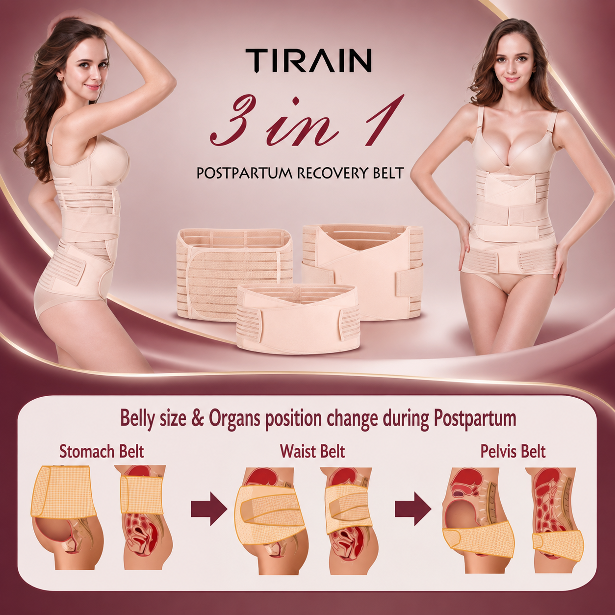 3-in-1 Postpartum Recovery Belt | Belly, Waist & Pelvic Support Wrap
