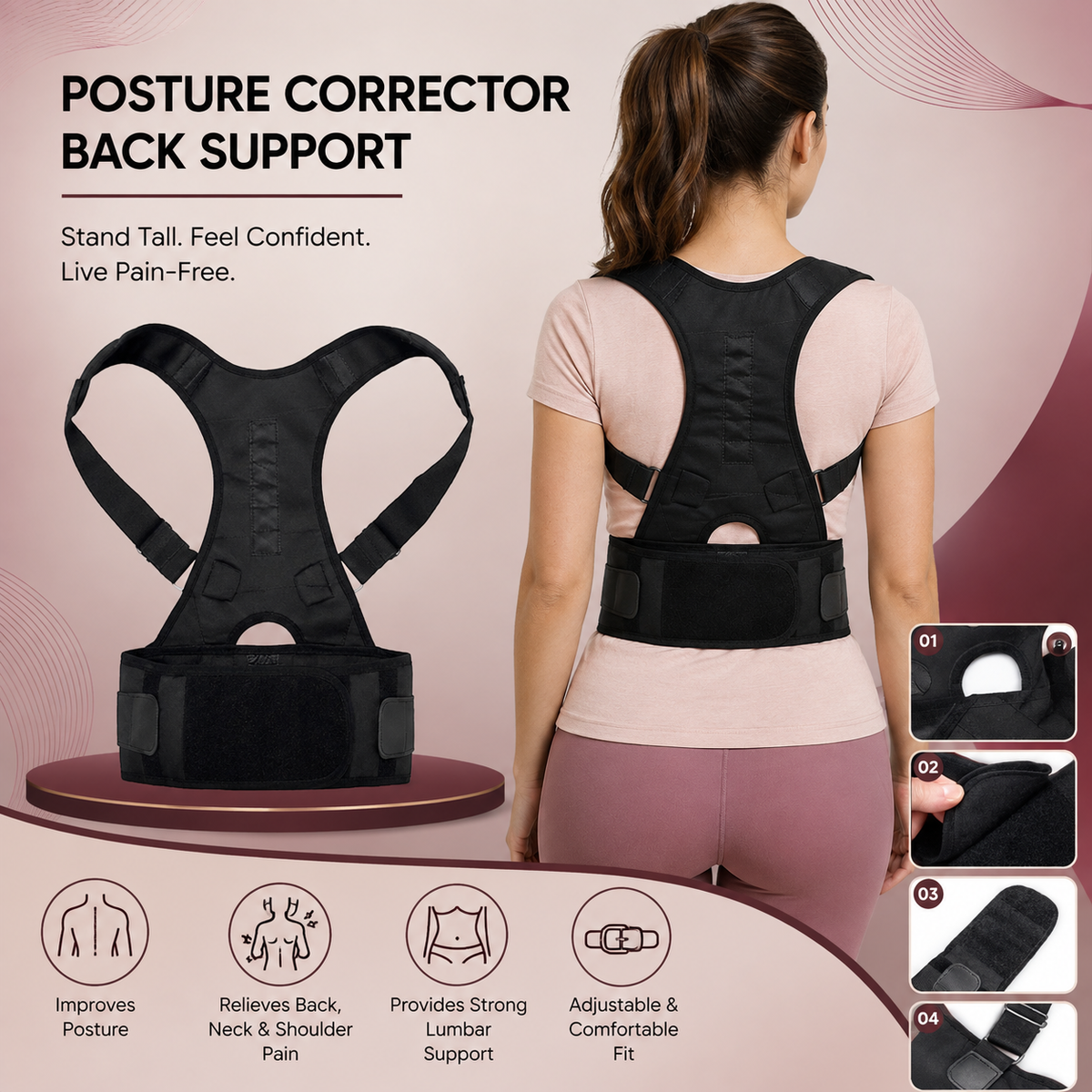 Posture Corrector Back Support Belt – Pain Relief
