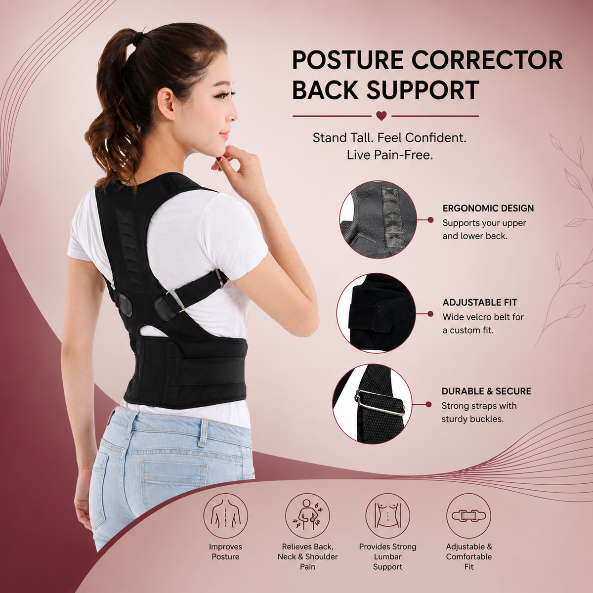Posture Corrector Back Support Belt – Pain Relief