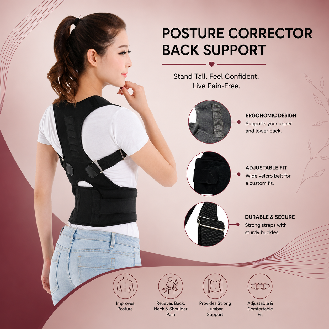 Posture Corrector Back Support Belt – Pain Relief