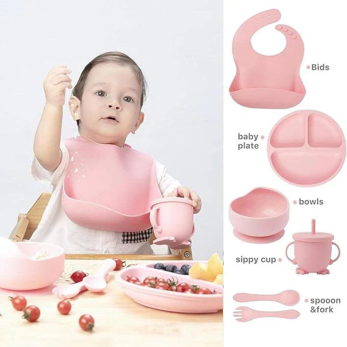 7PCS BPA-Free Complete  Silicone Baby Feeding Set