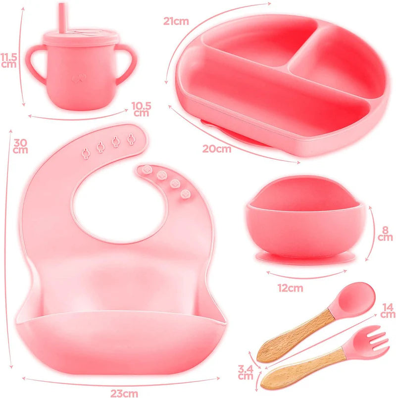 7PCS BPA-Free Complete  Silicone Baby Feeding Set