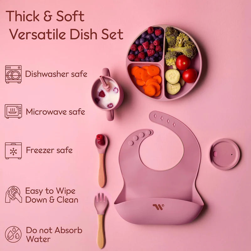 7PCS BPA-Free Complete  Silicone Baby Feeding Set